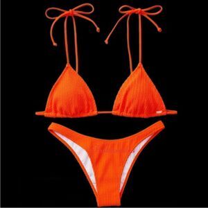 Victoria’s Secret Pink Swim Crinkle Triangle Bikini Top & Itsy bottom Set